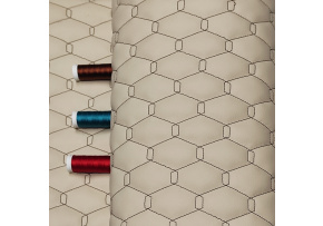 Ekokůže GEO barva Béžová prošívaná Hnědými nitěmi, metráž, 145 cm