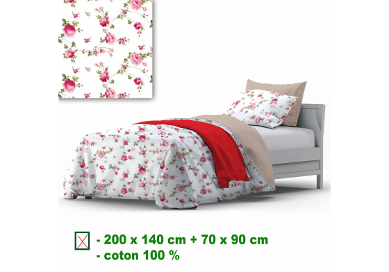 Bavlněné povlečení na zip, barva Bílá, 140x200 cm