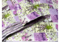 Tissu coton de Fleurs et Lettre couleur violet