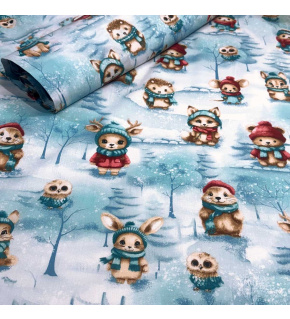 Vánoční bavlněná látka, metráž, šíře 160 cm, vzor Vánoce na Bílém 47