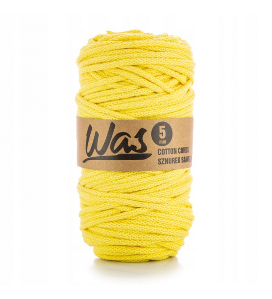 Bavlněná šňůra 5mm, 100m, světle žlutá 060