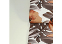 Dekorační bavlněná látka vzor Monstera hnědá na bílém