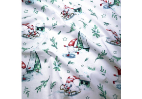 Vánoční bavlněná látka, metráž, šíře 160 cm, Vánoční vzor na Bílém