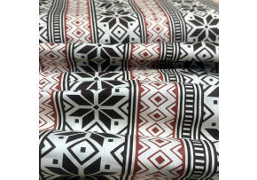 Vánoční bavlněná látka, metráž, šíře 160 cm, Vánoční vzor na Hnědém