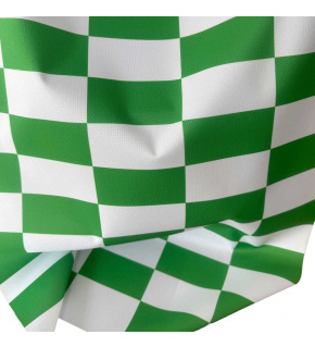 Venkovní látka Pergola (Oxford), 200 g/m², šíře 160 cm, bílo-zelená šachovnice 5x10 cm