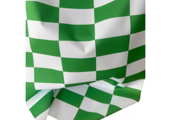 Venkovní látka na zahradní lehátka a houpací sítě, Bílo-Zelená Šachovnice, 5x10 cm