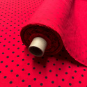 Tissu coton au métre couleur rouge pois Noir 7 mm