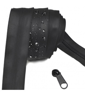 Voděodolný zip spirálový černý 5 mm, metráž