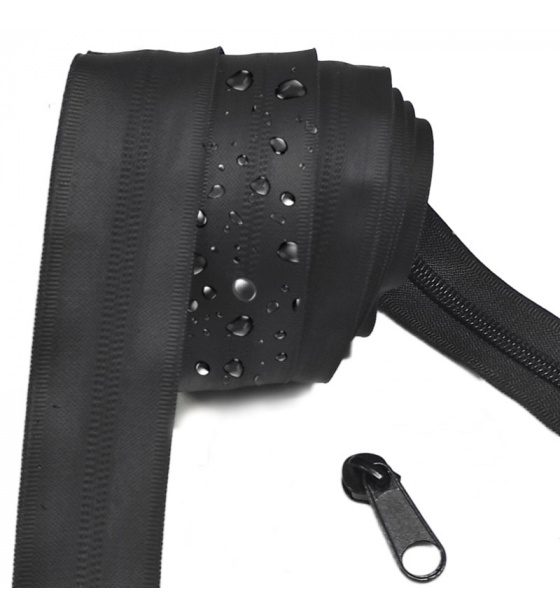 Voděodolný zip spirálový černý 5 mm, metráž