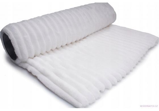 Dekoráční látka MÍNKY PROUZKY barva BÍLÁ 