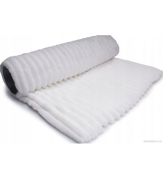 Dekoráční látka MÍNKY PROUZKY barva BÍLÁ 