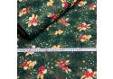 Świąteczna tkanina bawełniana wzór na zielonem tle