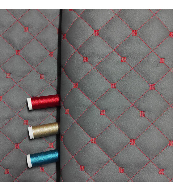 Ekokůže prošívaná MIX 3x3 cm barva Šedo-Červená  1,45 m x 0,7 m