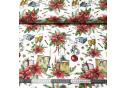 Vánoční bavlněná látka, metráž, šíře 160 cm, Lampa a Skleničky