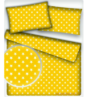 Dětská bavlněná látka bavlna 100%, 125 g/m², šíře 160 cm, hvězdy bílé na žlutém