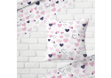 Dekorační bavlněná látka, metráž, Srdíčka Růžová na Bílém