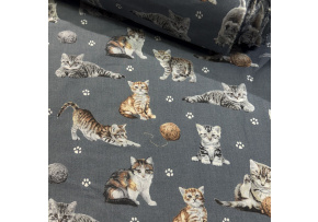 Bavlněná látka, metráž. Kočky a klubko na Šedém