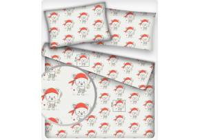 Bavlněné látky, metráž. Medvěd Válečník na Bílém