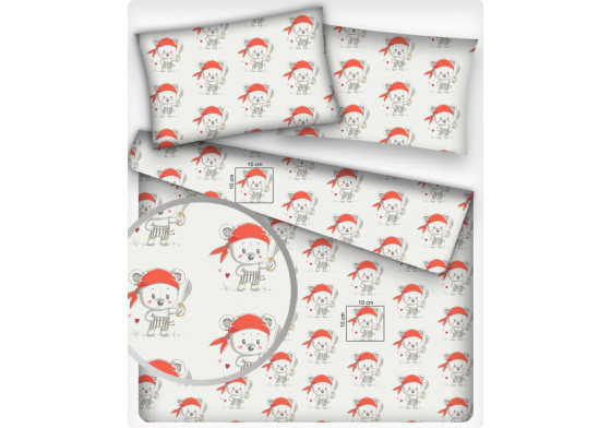 Bavlněné látky vzor Medvěd Váležník na bílém