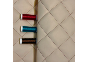 Ekokůže 5x5 barva Béžová prošívaná Hnědými nitěmi, metráž, 145 cm