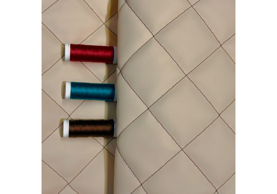 Ekokůže 5x5 barva Béžová prošívaná Hnědými nitěmi, metráž, 145 cm