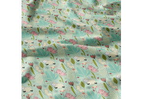 Bavlněné látky, metráž. Ovečky na Mentolovém