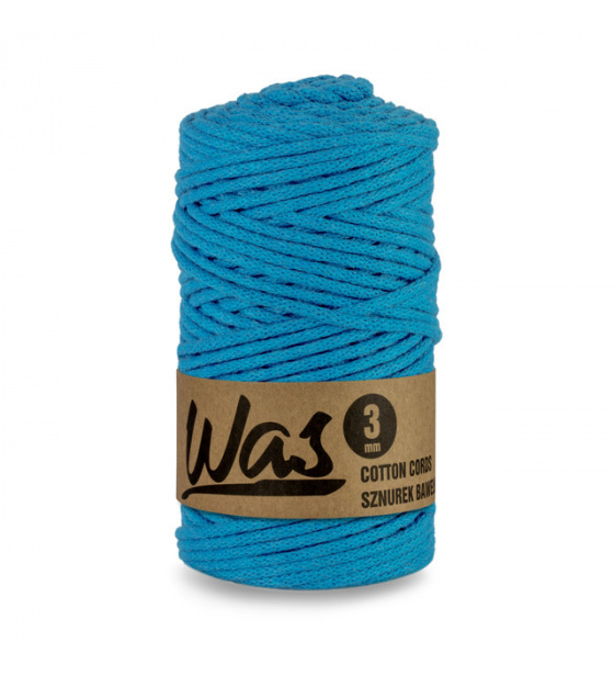 Bavlněná šňůra 3mm, 100m, MODRÁ