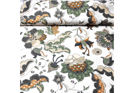 Bavlněná látka vzor Poviev bílé-hnědý