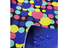 Nepromokavá látka Kodura PVC zátěr 600D, 360 g/m², šíře 150 cm, puntík multi