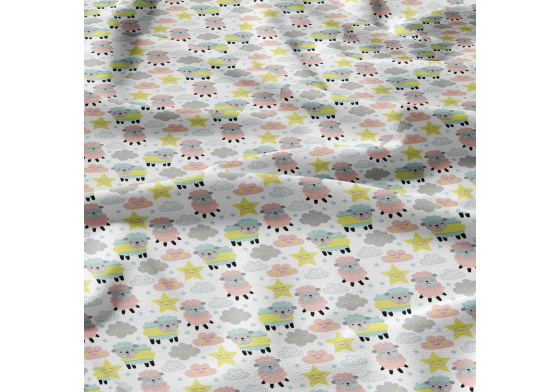 Bavlněné látky, metráž. Ovečky baby Růžové na Bílém