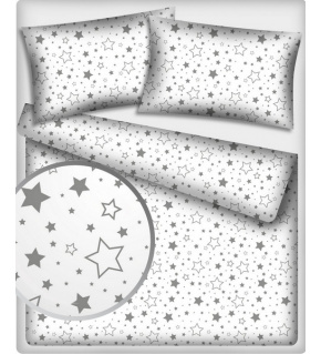 Dětská bavlněná látka bavlna 100%, 125 g/m², šíře 160 cm, hvězdy šedé na bílém