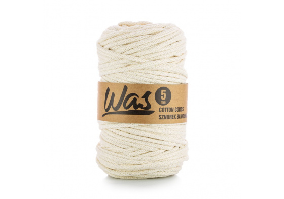 Bavlněná šňůra 5mm, 100m, barva ecru 020