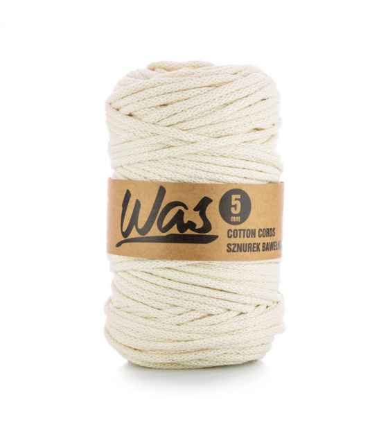 Bavlněná šňůra 5mm, 100m, barva ecru 020