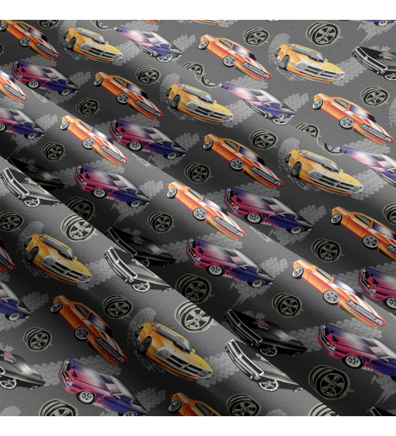 Dětská bavlněná látka metráž Auto na Grafitovém