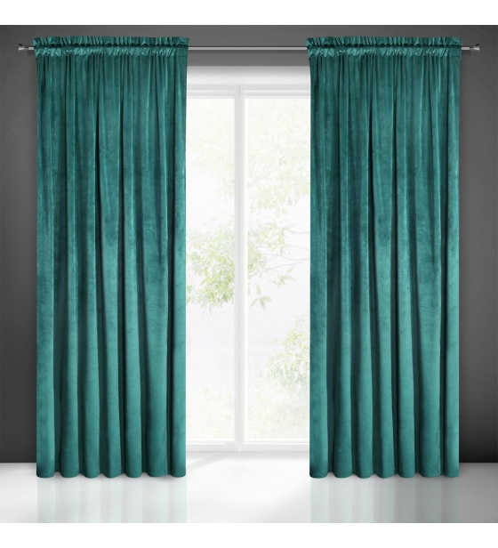 Jednobarevné Závěs s řasící páskou TYRKYS 140x250 cm