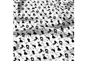 Bavlněná látka, metráž. Kočka Kleopatra na Bílém