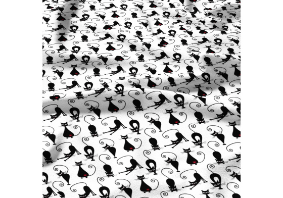 Bavlněná látka, metráž. Kočka Kleopatra na Bílém
