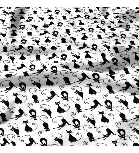 Bavlněná látka, metráž. Kočka Kleopatra na Bílém