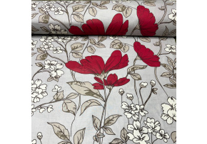 Bavlněná látka Květiny na Šedém