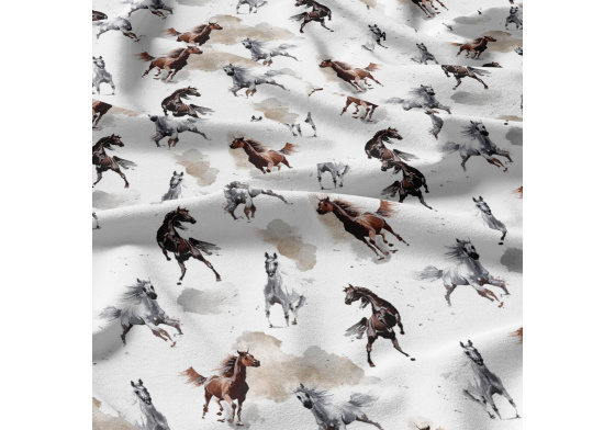 Bavlněné látky, metráž. Koně na Bílém