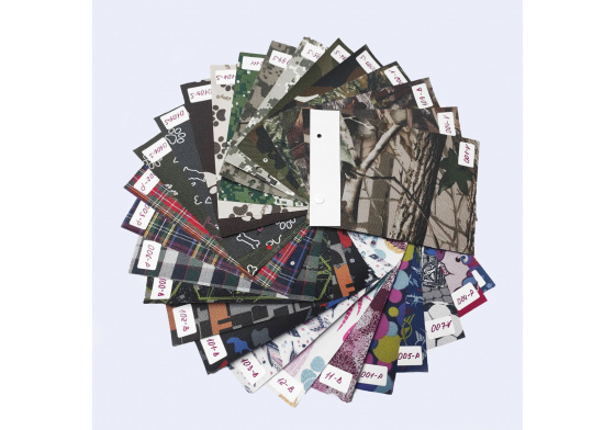 Vzorník voděodolných látek Kodura 600x300, vzory, 15x20 cm