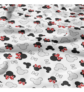 Bavlněné látky, metráž. Kokardy Červené na Bílém