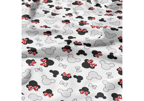 Bavlněné látky, metráž. Kokardy Červené na Bílém 