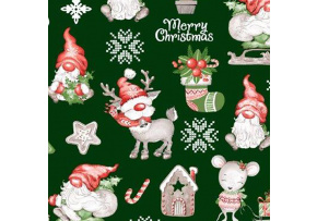 Vánoční bavlněná látka, metraž, šíře 160 cm, Rudolf na Zeleném