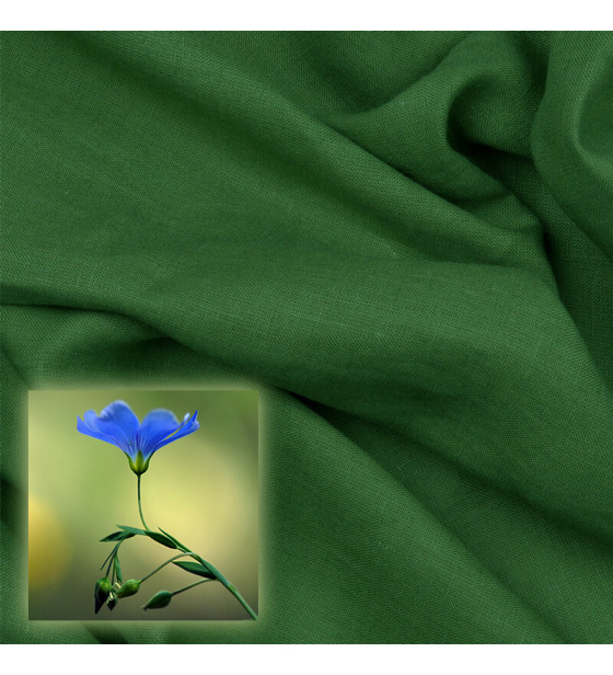 Přírodní lněná látka Oskar, Zelená, 265 gr/m2