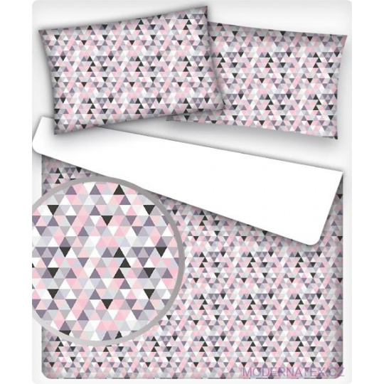 Bavlněná dekorační lákta vzor trojúhelníky 2cm růžové