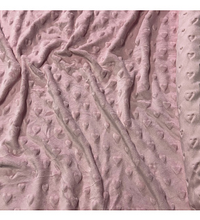 Látka minky srdička, 320 g/m², šíře 160 cm, metráž, světle růžová Látka minky srdička, 320 g/m², šíře 160 cm, metráž, světle růžová