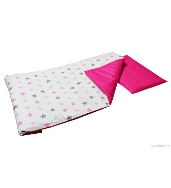 Povlečení do postýlky 2 dílné HVĚZDY barva Amarant