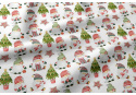 Vánoční bavlněná látka, metráž, šíře 160 cm, Vánoční vzor na Bílém