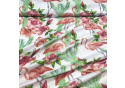 Tissu coton au métre imprimé Flamants roses couleur blanche